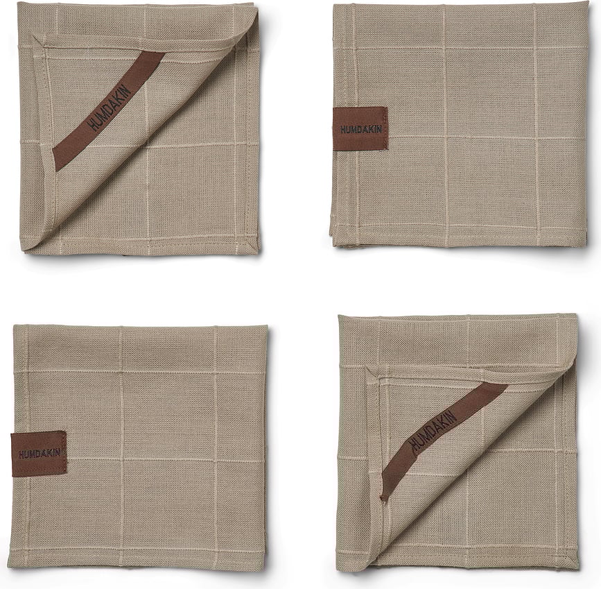 Paños de algodón Humdakin, 28 x 28 cm, beige, con caja, Pack de 5 unidades