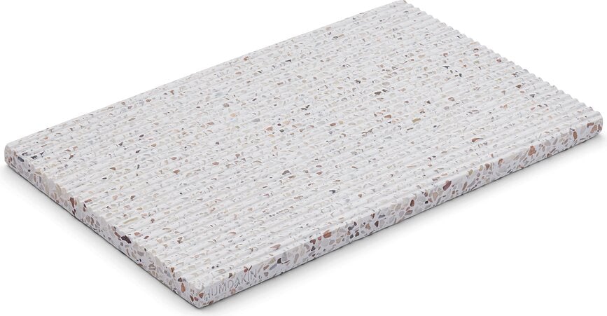 Tabla de servir de terrazo Humdakin, 15 x 25 cm, beige, con hendiduras