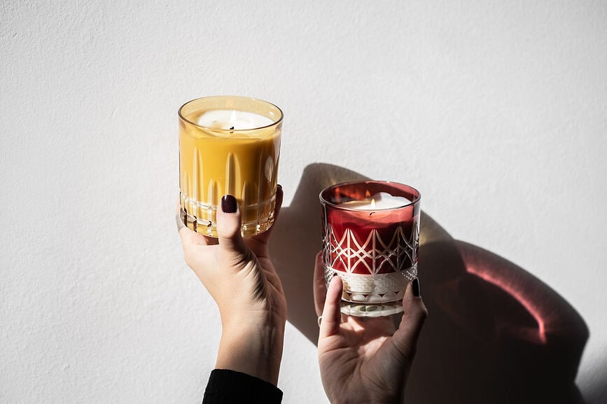 Vela aromática Huta Julia Cassablanca Passion, en cristal, con fragancia Passion