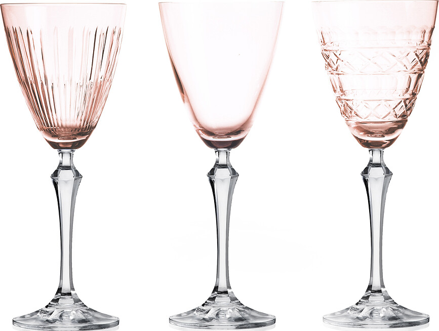 Veranda Verres à Vin 250 ml, roses, Lot de 3