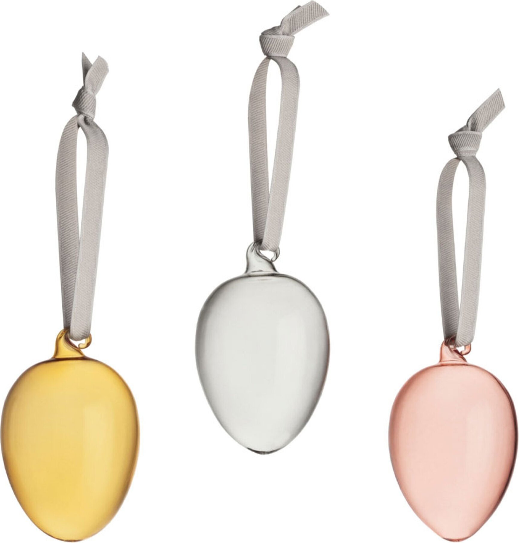 Bombki Iittala Egg żółta, transparentna i różowa 3 szt.