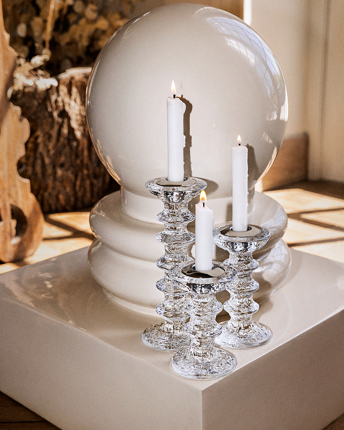 Chandelier pour bougie classique Festivo 21,5 cm en verre avec insert métallique