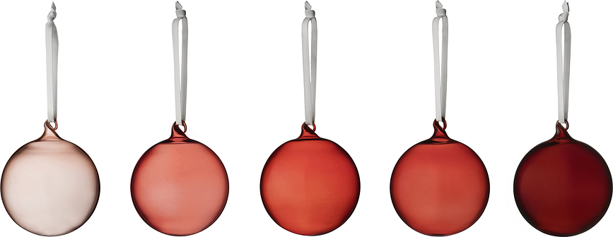 Iittala julkulor 8 cm, röda, 5 st