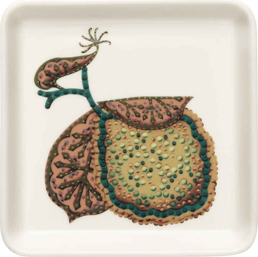 Plat de service Taika Sato 12 x 12 cm, blanc-vert