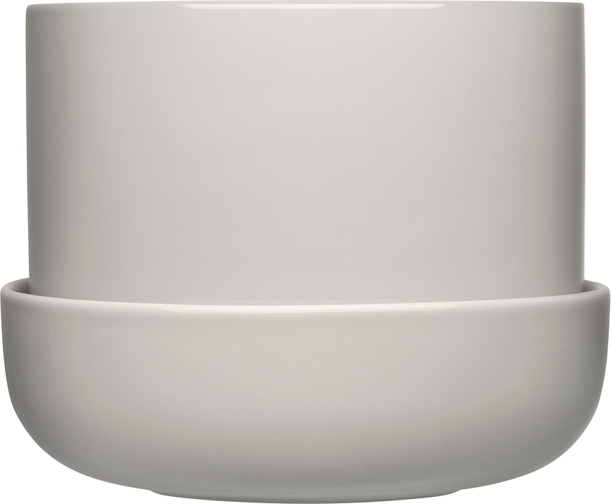 Pot de fleurs Nappula 13 cm gris clair avec soucoupe