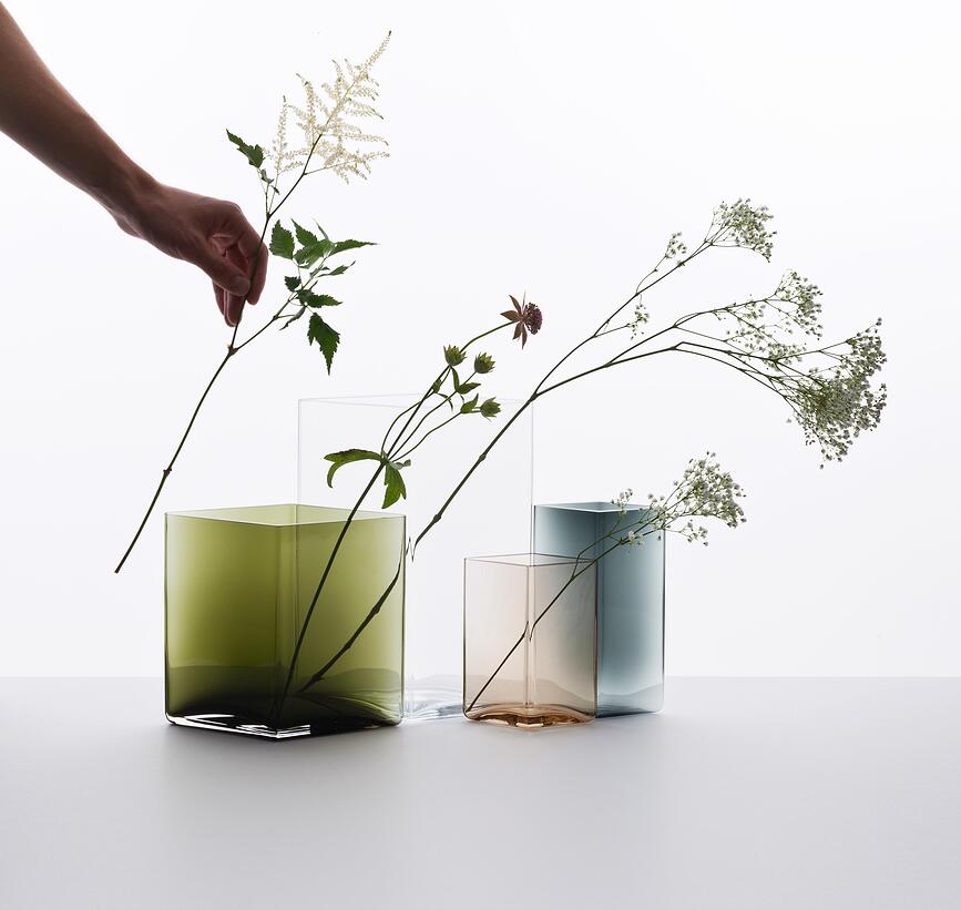 Ruutu Vaza, 14 cm, bež