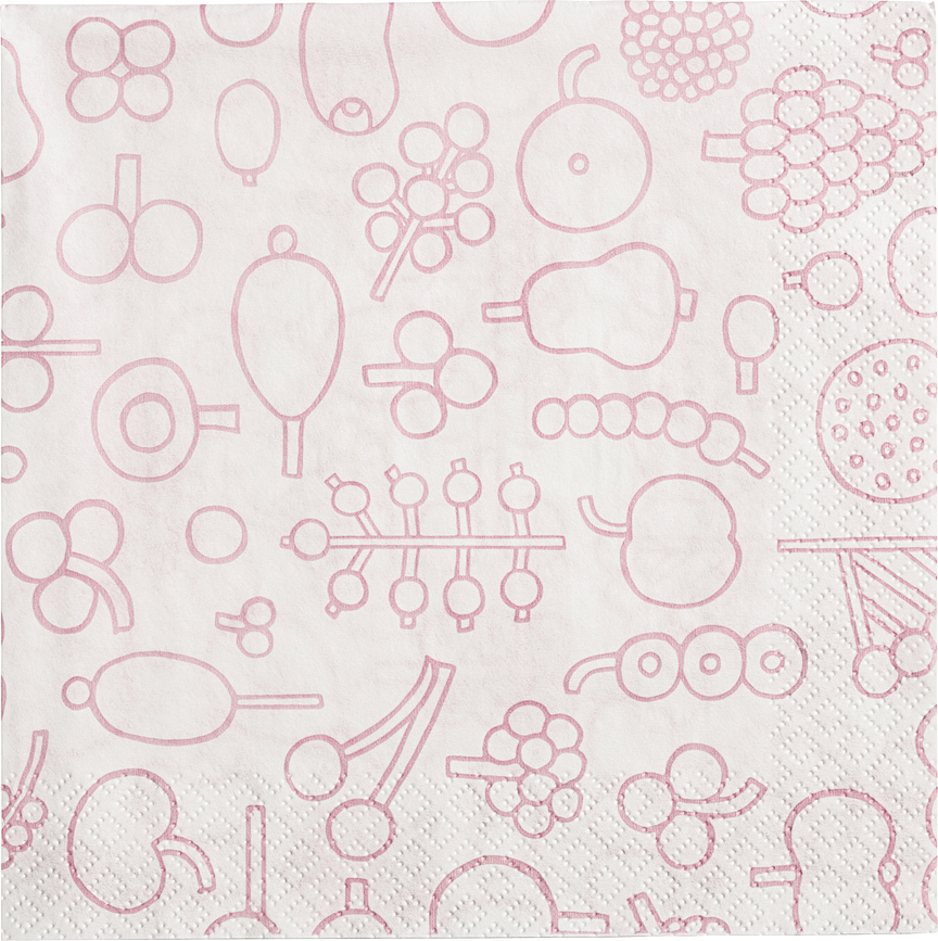 Servilletas de papel Oiva Toikka Frutta, 33 x 33 cm, rosas
