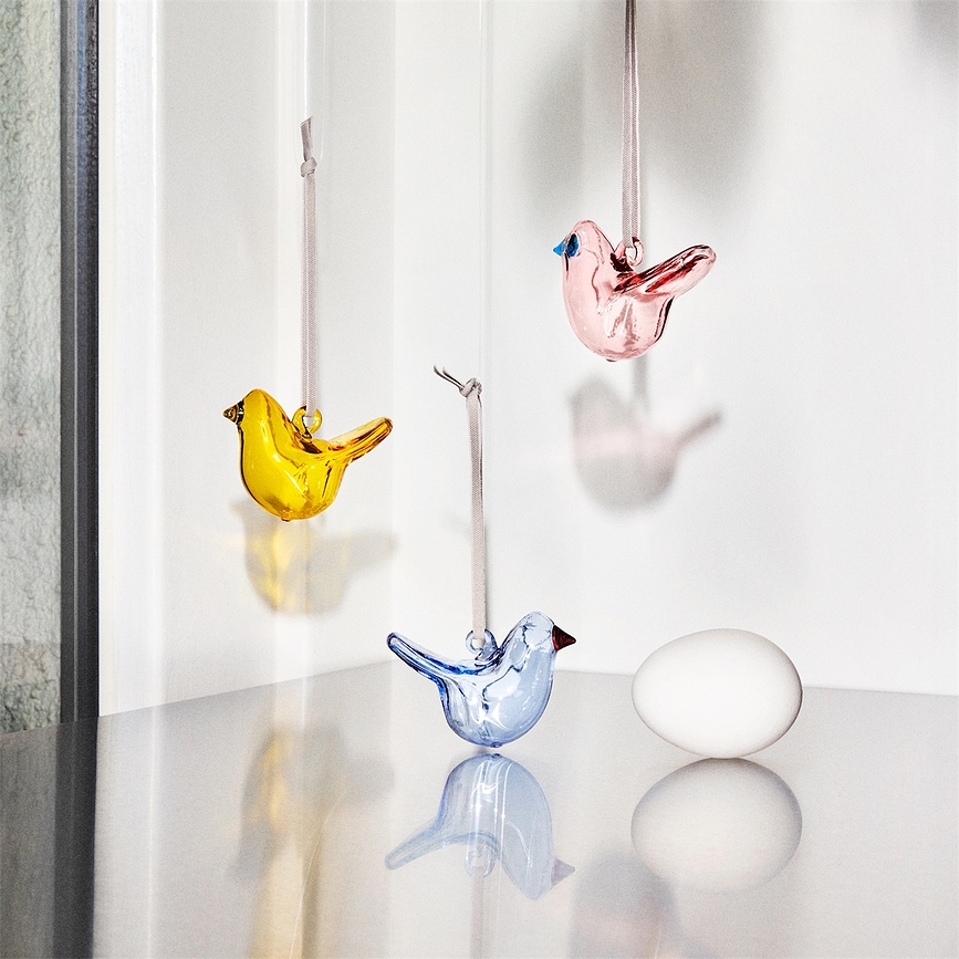 Suspensions décoratives Iittala oiseaux, jaunes, lot de 3