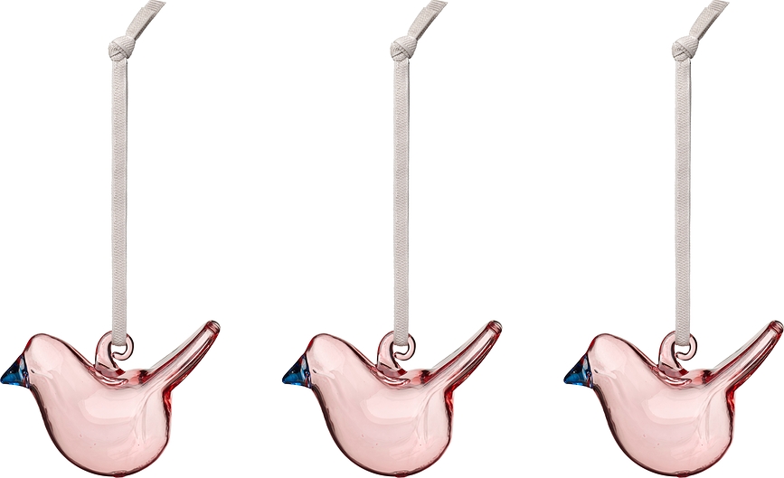Suspensions décoratives Iittala oiseaux, rose clair, lot de 3