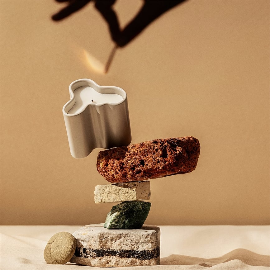 Vela aromática Aalto 8 cm, arena