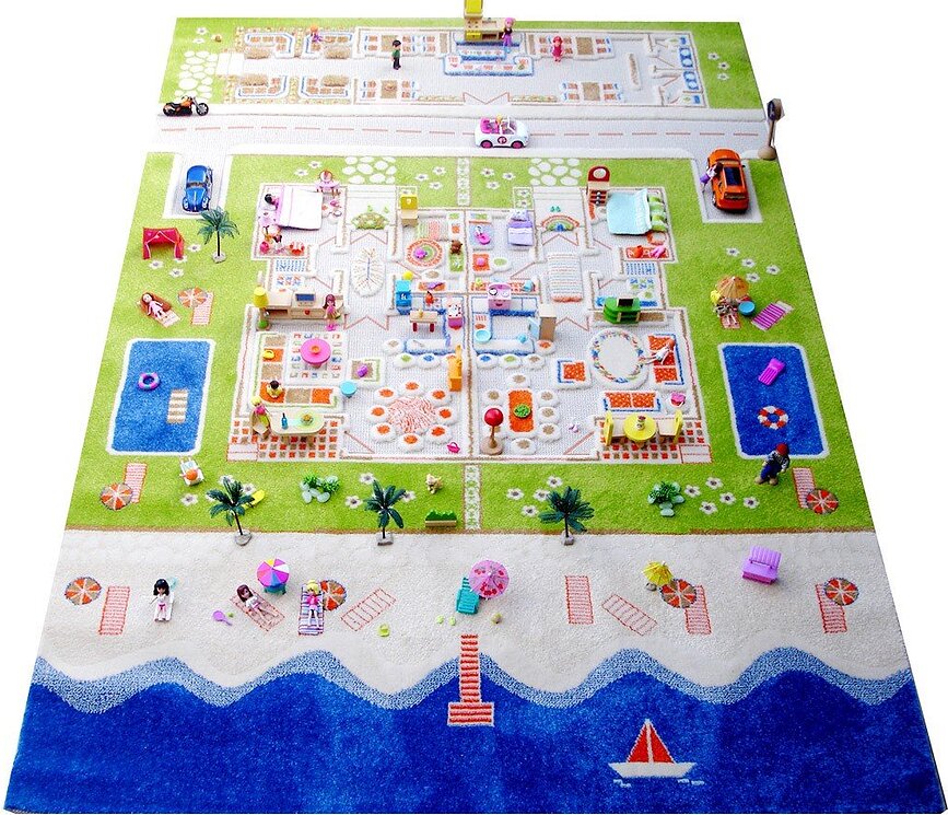 Alfombra de juego, diseño Casa de Muñecas Dúplex, efecto 3D