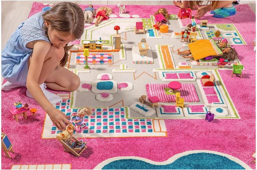 Alfombra infantil IVI Casa de Muñecas, 134 x 200 cm, verde