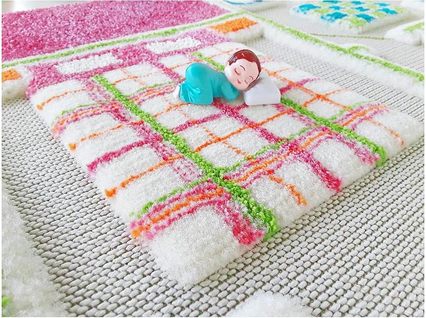 Alfombra con diseño de casa de muñecas IVI, 100 x 150 cm, verde