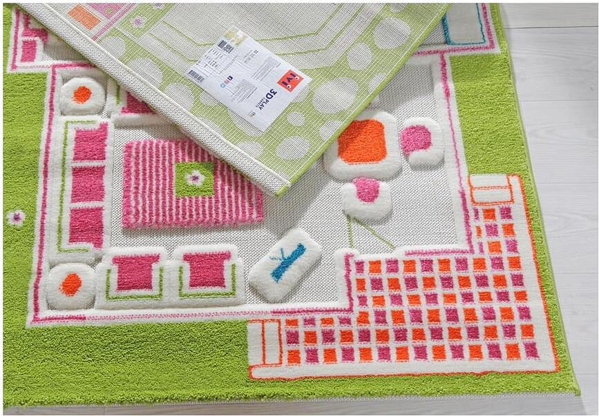 Alfombra con diseño de casa de muñecas IVI, 100 x 150 cm, verde