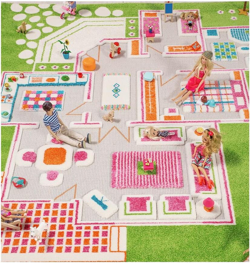 Alfombra con diseño de casa de muñecas IVI, 100 x 150 cm, verde