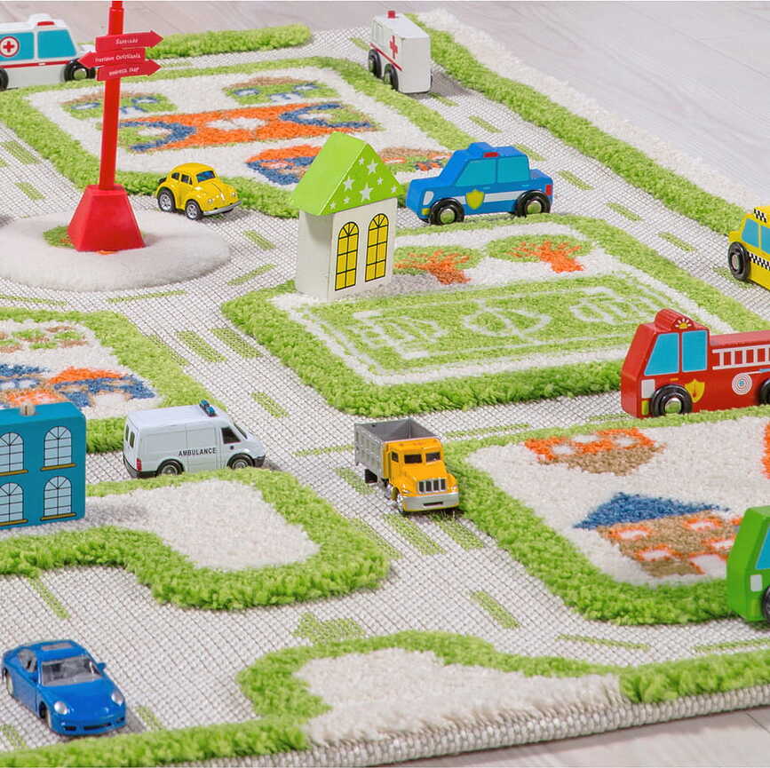 IVI Tapis de Jeu Ville, 80 x 150 cm, bleu