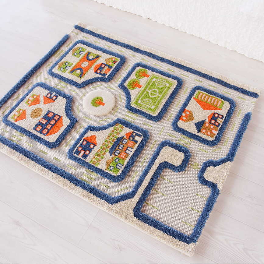 IVI Tapis de Jeu Ville, 80 x 150 cm, bleu