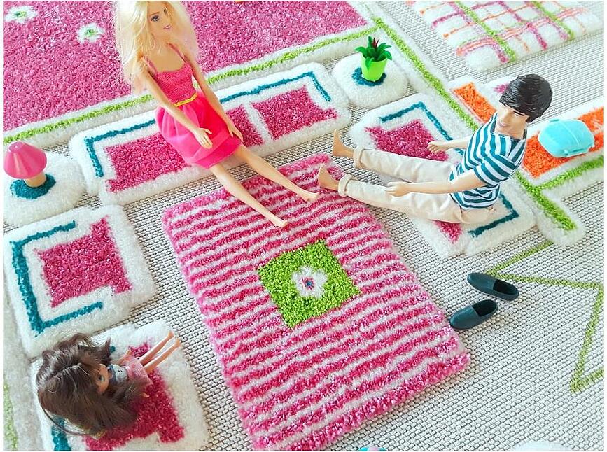 IVI Tapis de Jeu motif maison de poupée, 134 x 200 cm, vert