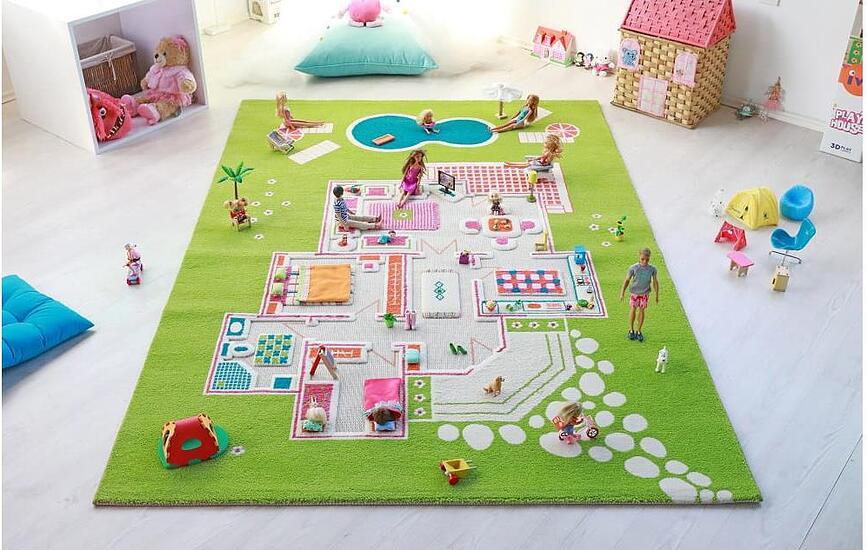IVI Tapis Motif Maison de Poupées, 160 x 230 cm, vert