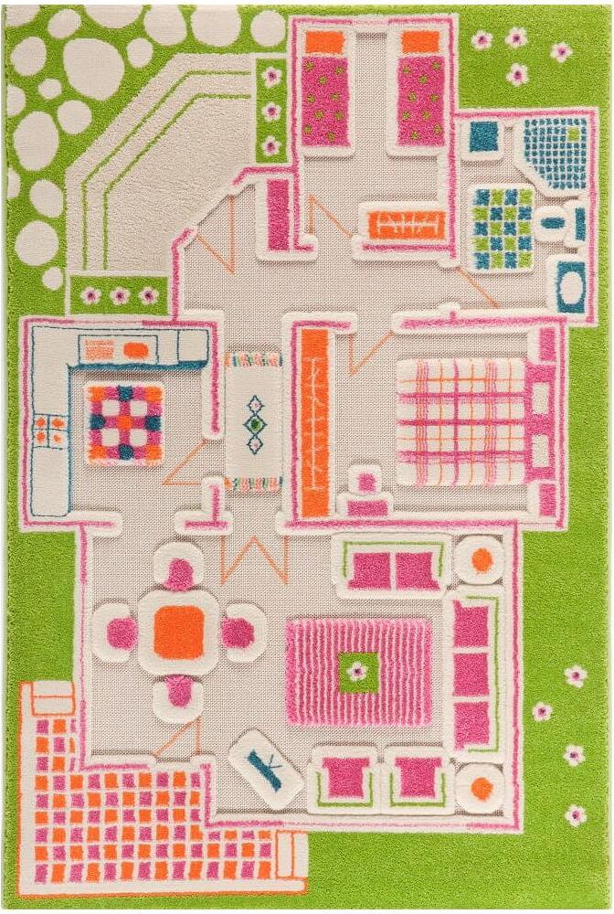 Ivi Teppich 100 x 150 cm Puppenhaus grün
