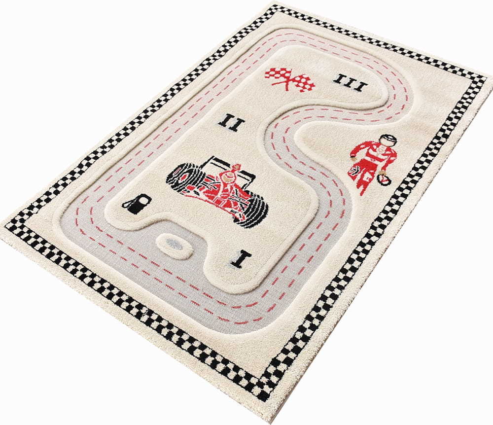 Ivi Teppich 134 x 180 cm Formel 1 cremefarbig
