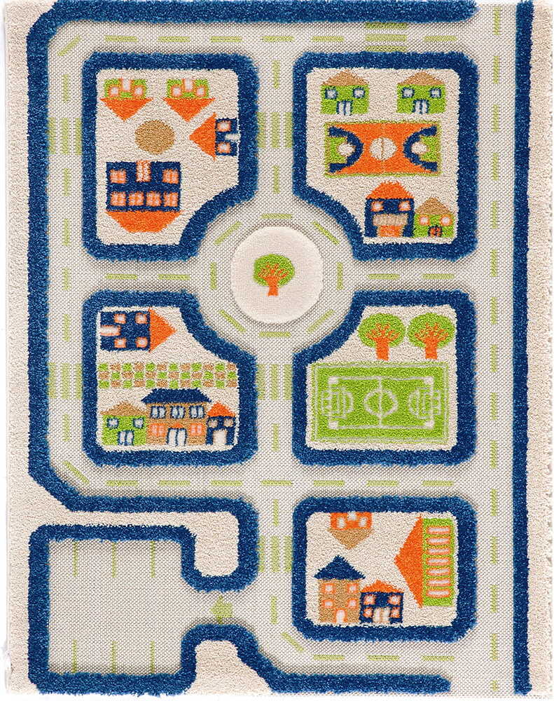 Ivi Teppich 80 x 150 cm Spielstadt blau