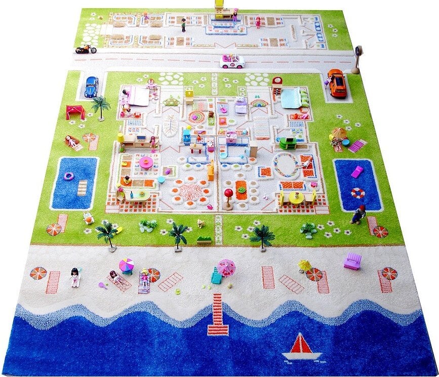 Tapis de Jeu Maison de Poupée Jumelée 3D, 160 x 230 cm