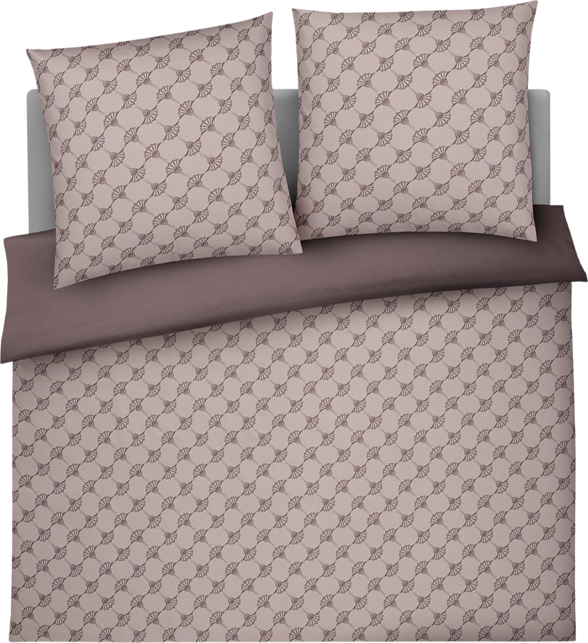 Cornflower Double Bettwäsche 200 x 220 cm Taupe, Mako-Satin, mit 2 Kissenbezügen 80 x 80 cm