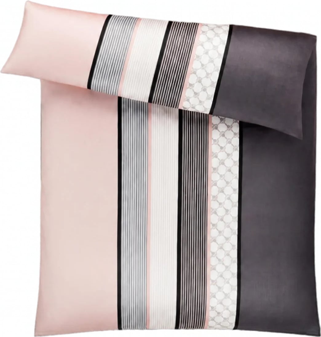Cornflower Stripes Bettbezug 155 x 200 cm, Deep Rose, Mako-Satin