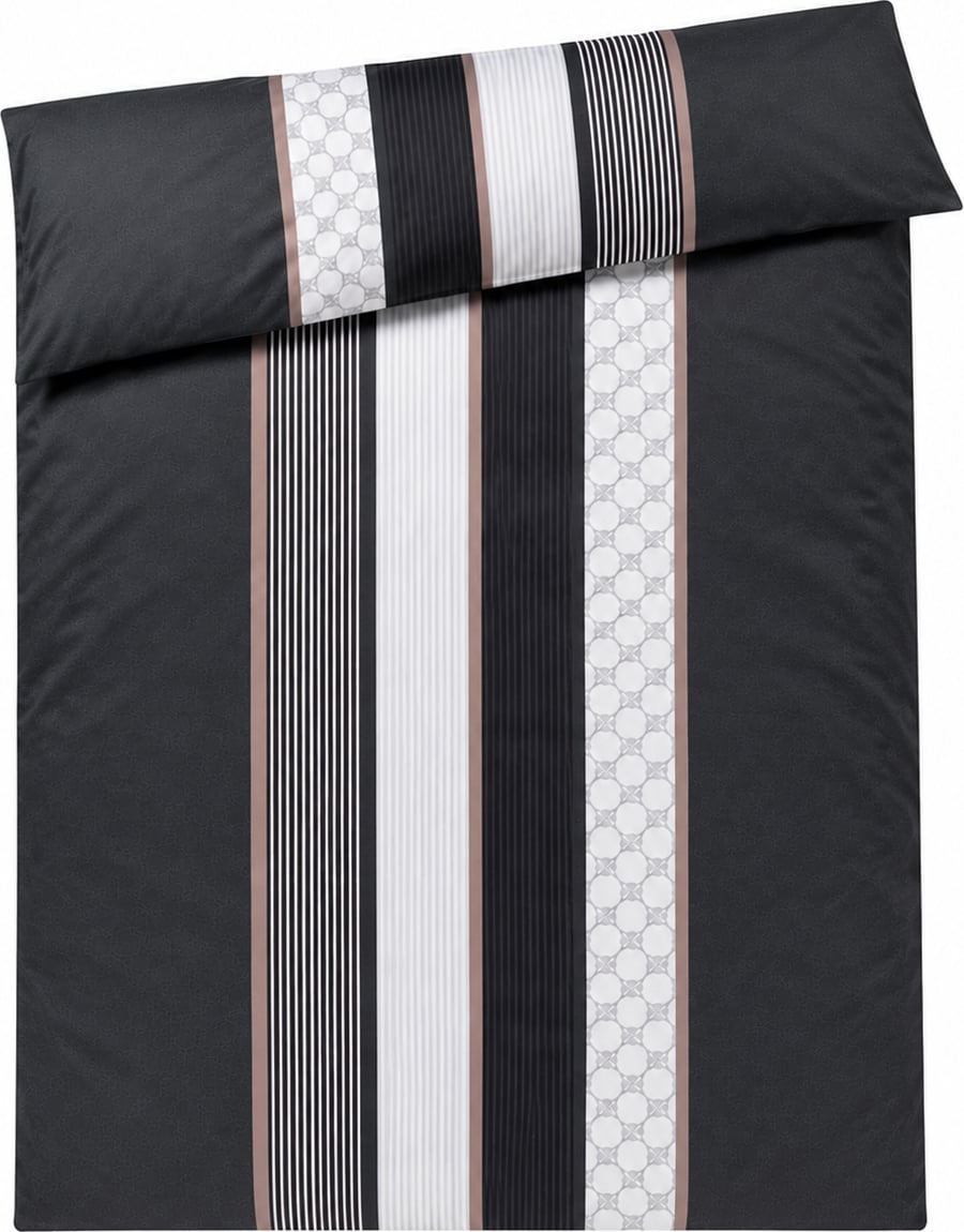 Cornflower Stripes Bettbezug 155 x 200 cm, deep stone, Mako-Satin