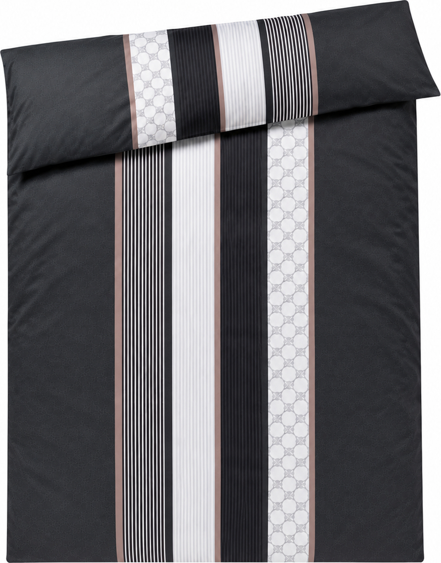 Cornflower Stripes Bettbezug 200 x 200 cm, deep stone, Mako-Satin