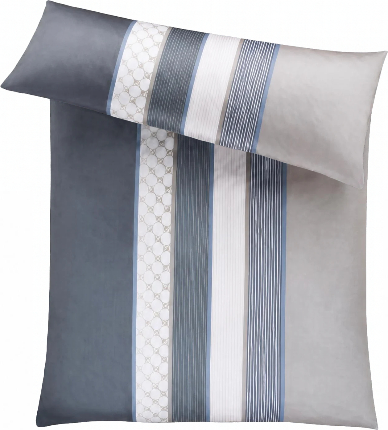 Cornflower Stripes Bettdeckenbezug 135 x 200 cm, deep coal, aus Mako-Satin