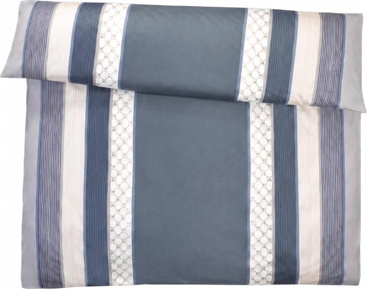 Cornflower Stripes Bettdeckenbezug 200 x 200 cm, deep coal, aus Mako-Satin