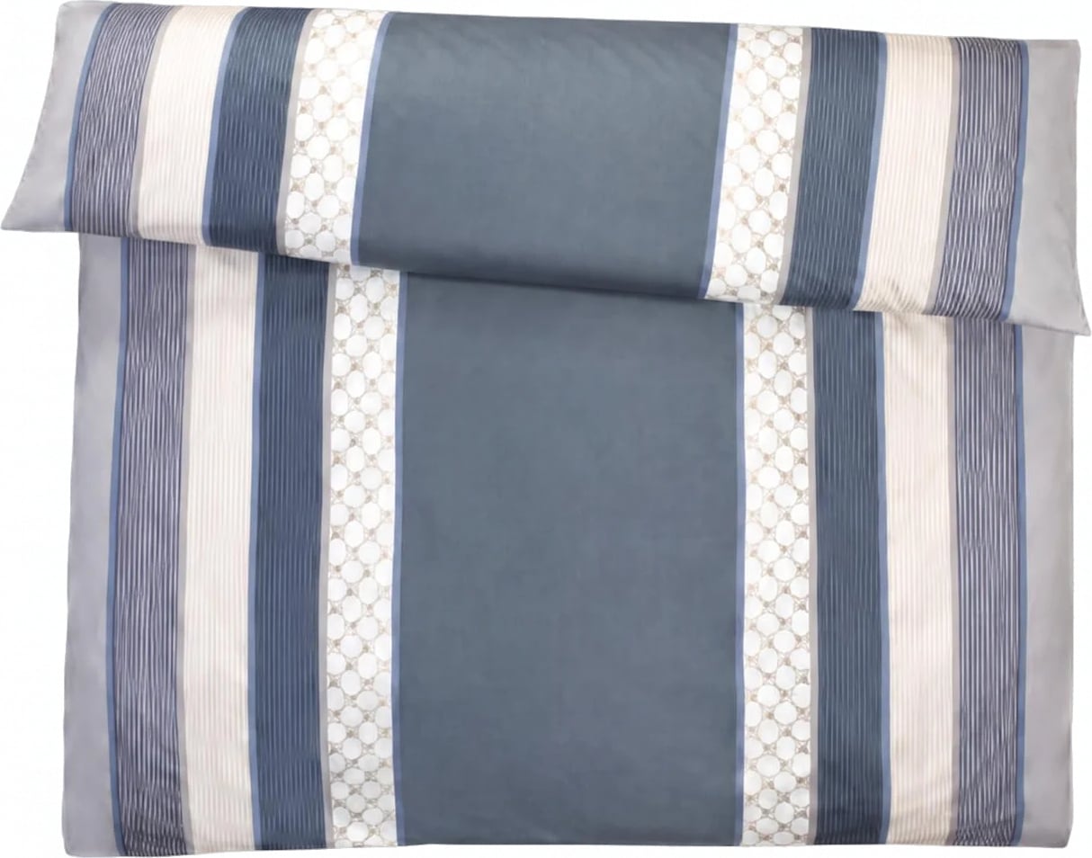 Cornflower Stripes Bettdeckenbezug 240 x 220 cm, deep coal, aus Mako-Satin
