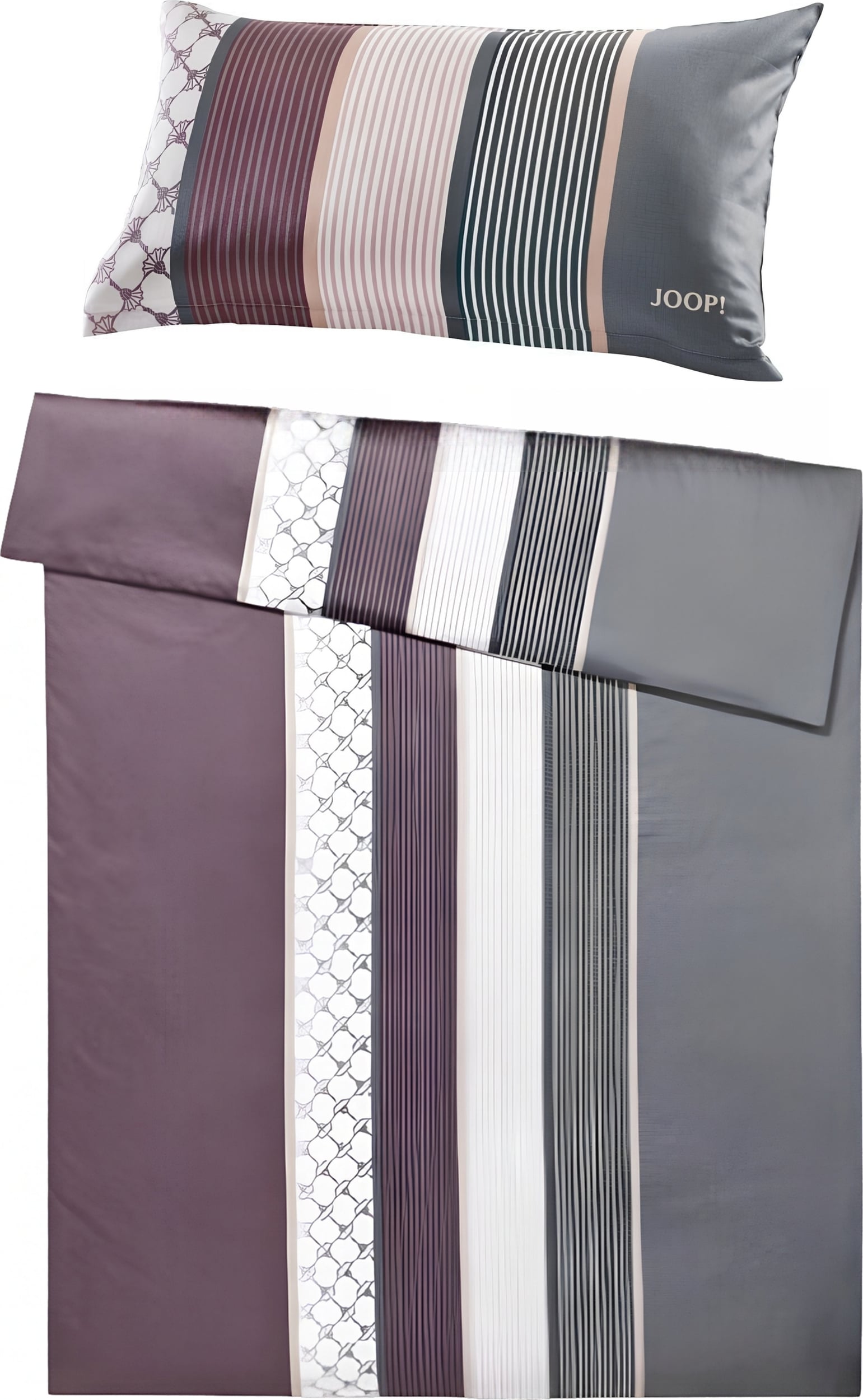 Cornflower Stripes Bettwäsche 135 x 200 cm, deep wine, Mako-Satin, mit Kissenbezug 40 x 80 cm