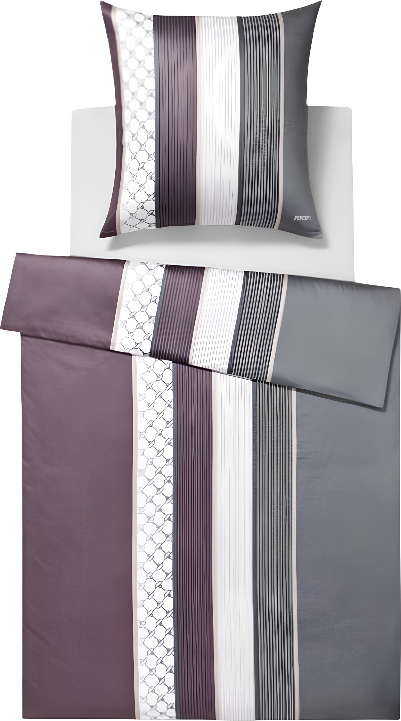Cornflower Stripes Bettwäsche 135 x 200 cm, deep wine, Mako-Satin, mit Kissenbezug 80 x 80 cm