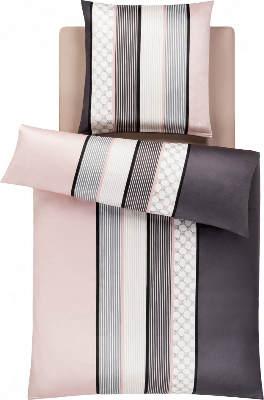 Cornflower Stripes Bettwäsche 155 x 200 cm deep rose aus Mako-Satin mit Kissenbezug 80 x 80 cm