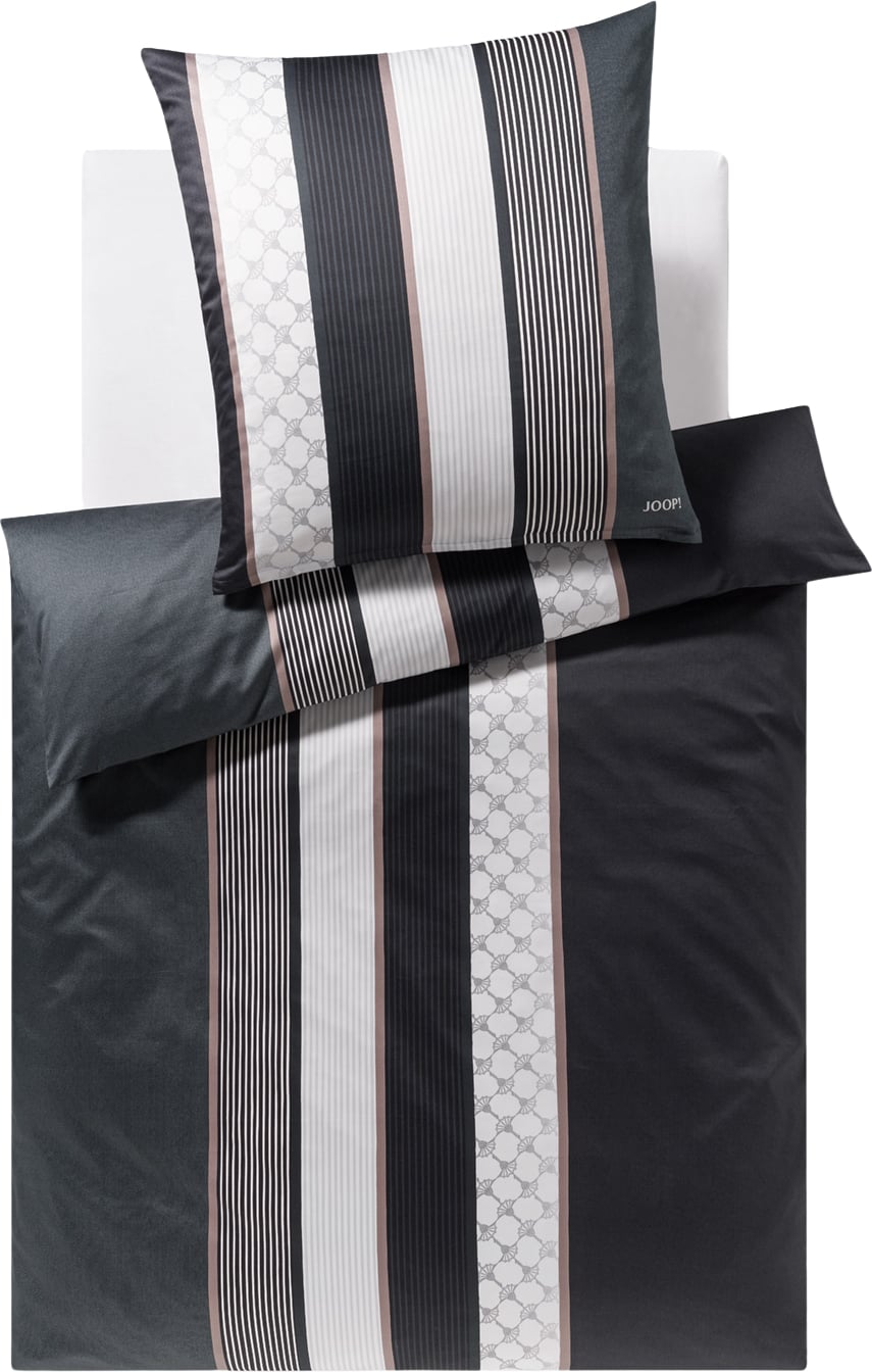 Cornflower Stripes Bettwäsche 155 x 220 cm, deep Stone, Mako-Satin, mit Kissenbezug 40 x 80 cm