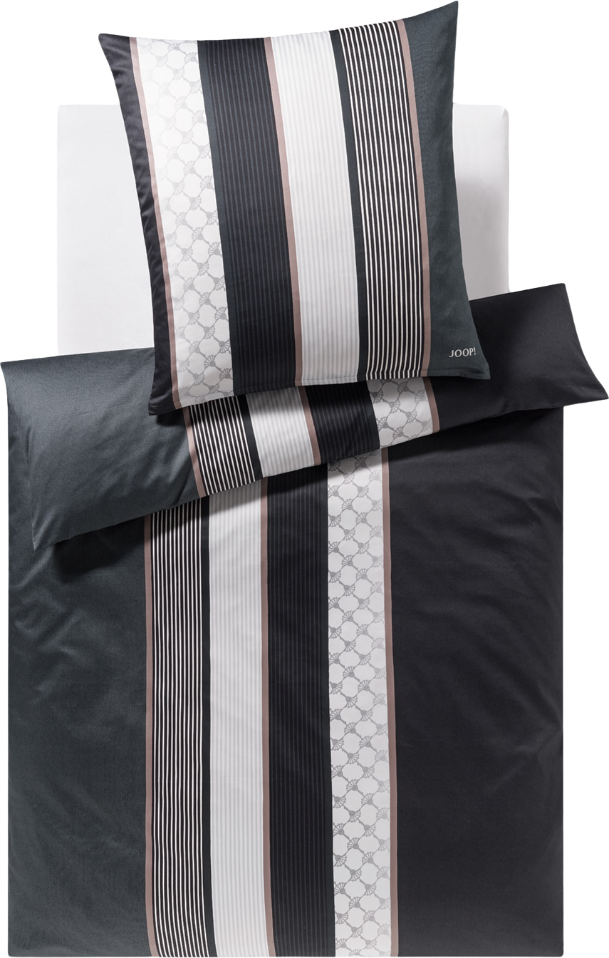 Cornflower Stripes Bettwäsche 155 x 220 cm, deep Stone, Mako-Satin, mit Kissenbezug 80 x 80 cm