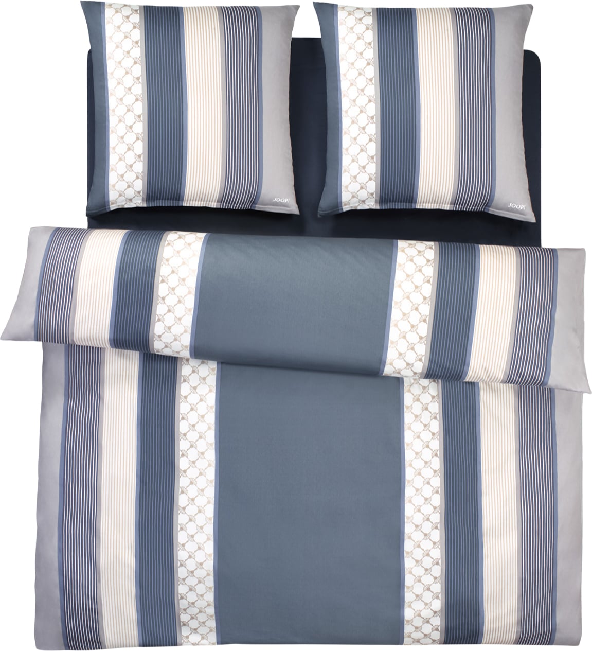Cornflower Stripes Bettwäsche 200 x 200 cm, deep coal, Mako-Satin, mit 2 Kissenbezügen 40 x 80 cm