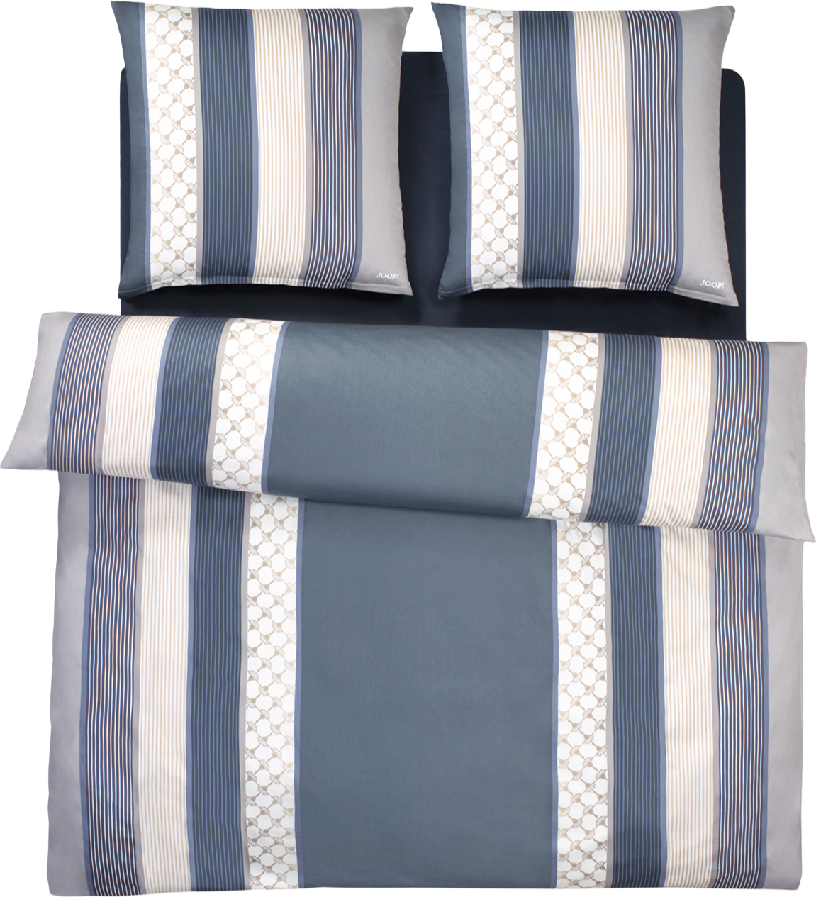 Cornflower Stripes Bettwäsche 200 x 220 cm, deep coal, Mako-Satin, mit 2 Kissenbezügen 80 x 80 cm
