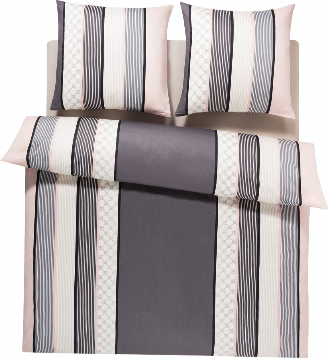 Cornflower Stripes Bettwäsche 200 x 220 cm deep rose aus Mako-Satin mit 2 Kissenbezügen 40 x 80 cm