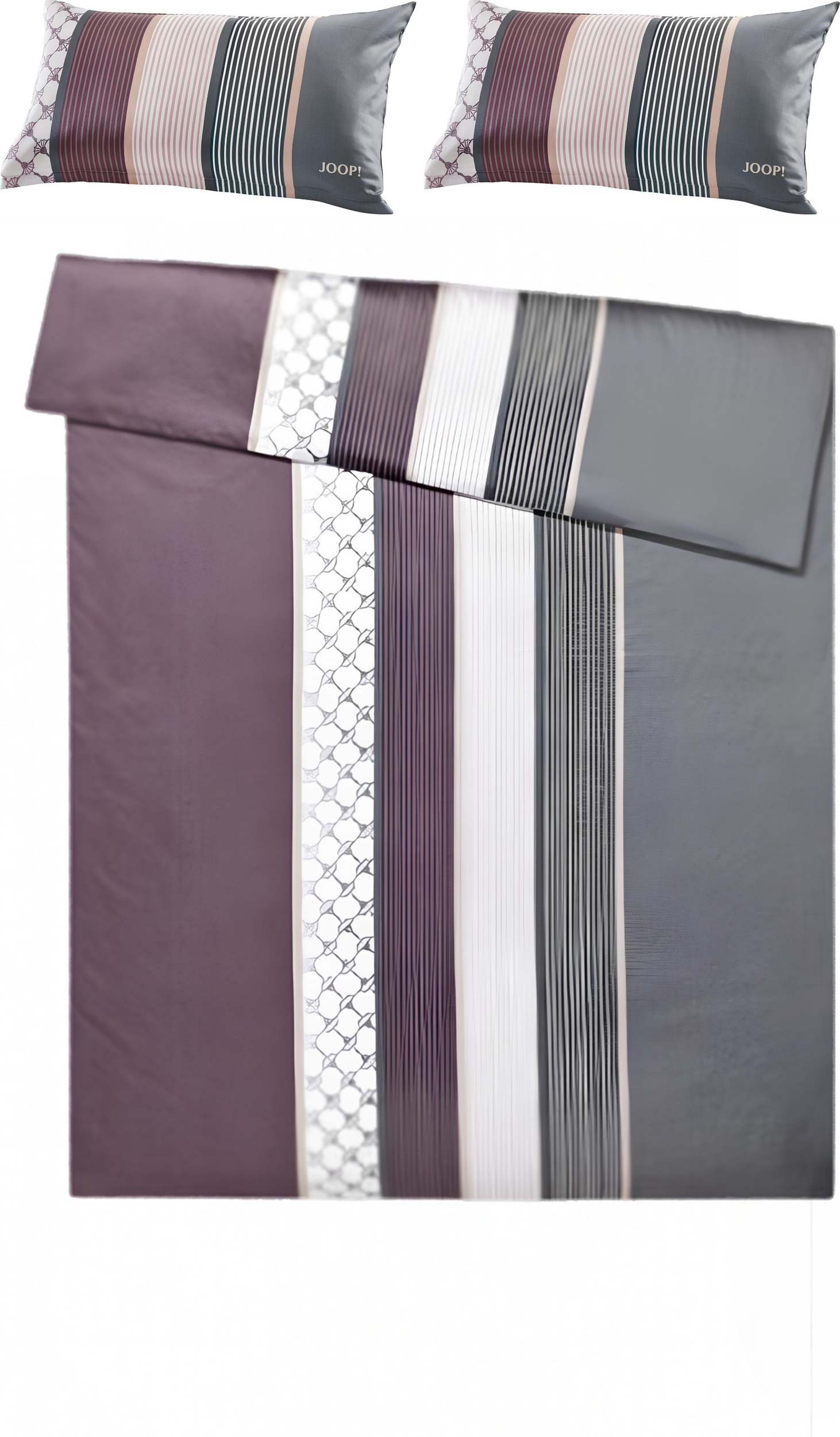 Cornflower Stripes Bettwäsche 200 x 220 cm, deep wine, Mako-Satin, mit 2 Kissenbezügen 40 x 80 cm
