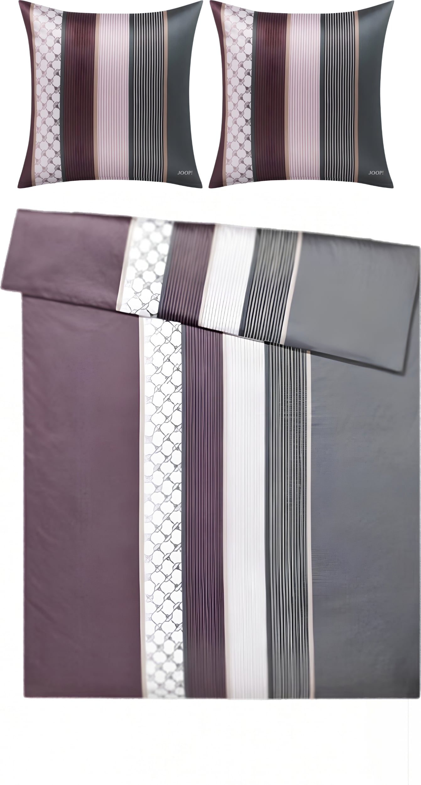 Cornflower Stripes Bettwäsche 200 x 220 cm, deep wine, Mako-Satin, mit 2 Kissenbezügen 80 x 80 cm