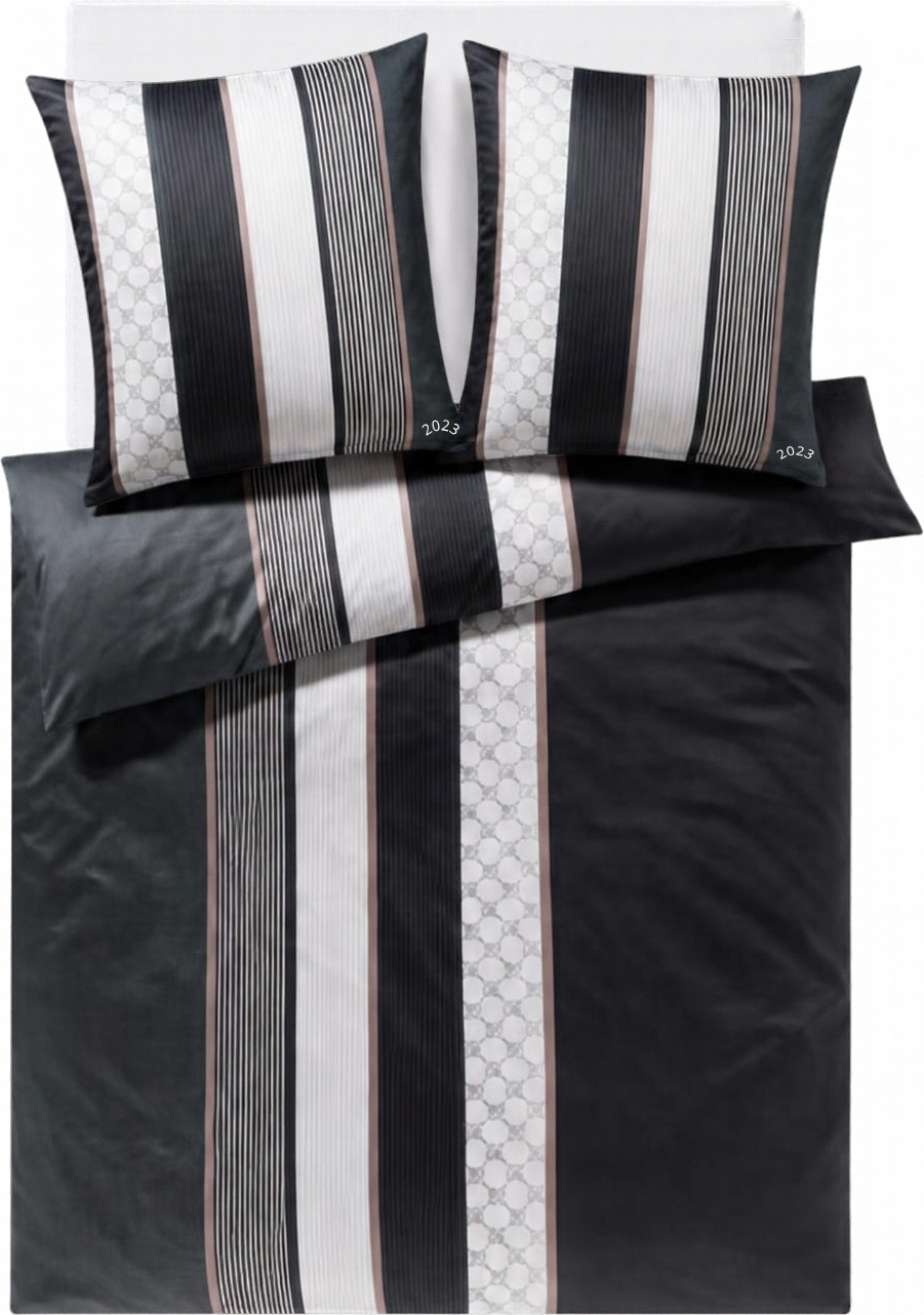 Cornflower Stripes Bettwäsche 240 x 220 cm, deep Stone, Mako-Satin, mit 2 Kissenbezügen 40 x 80 cm
