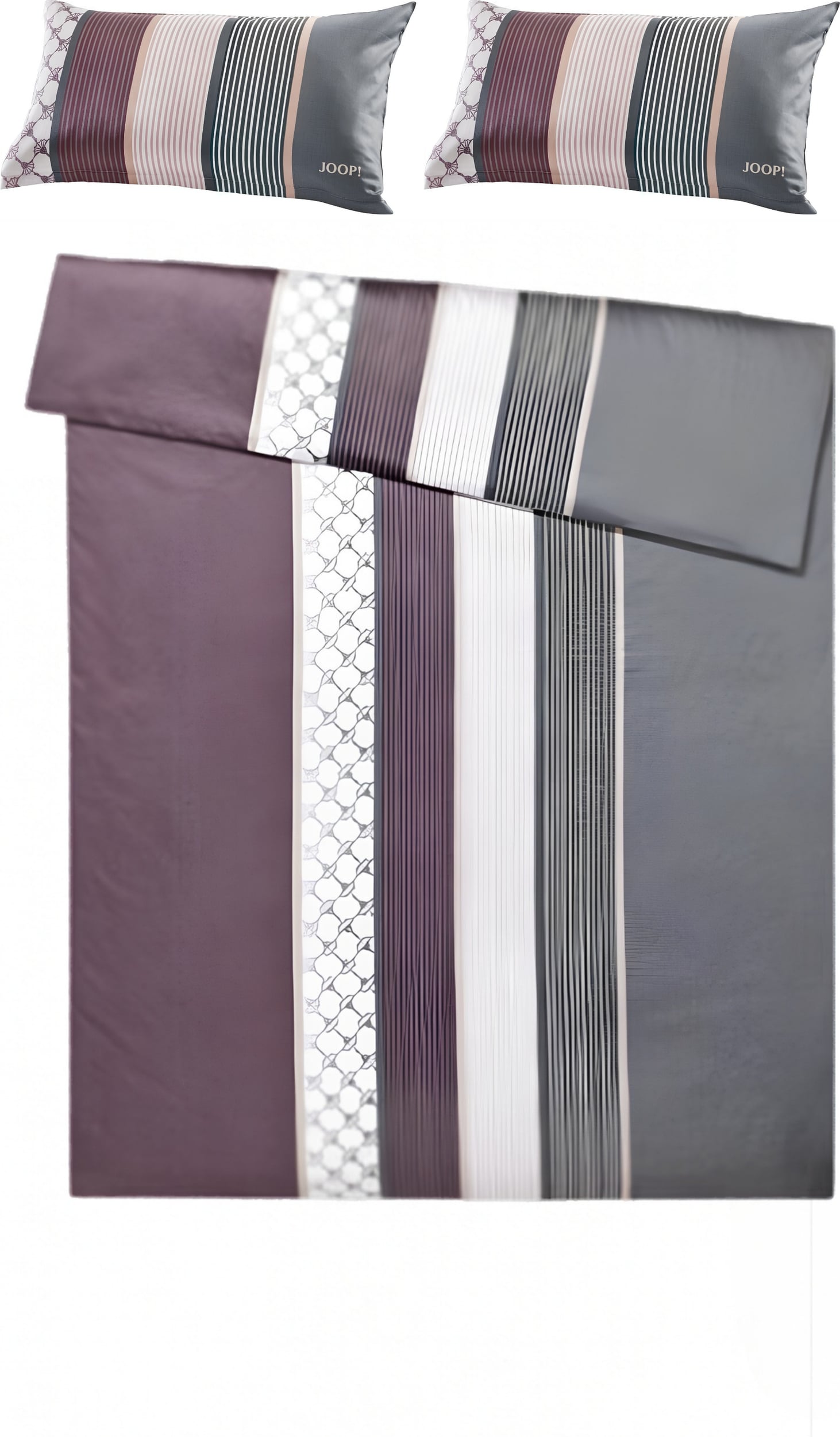 Cornflower Stripes Bettwäsche 240 x 220 cm, deep wine, Mako-Satin, mit 2 Kissenbezügen 40 x 80 cm