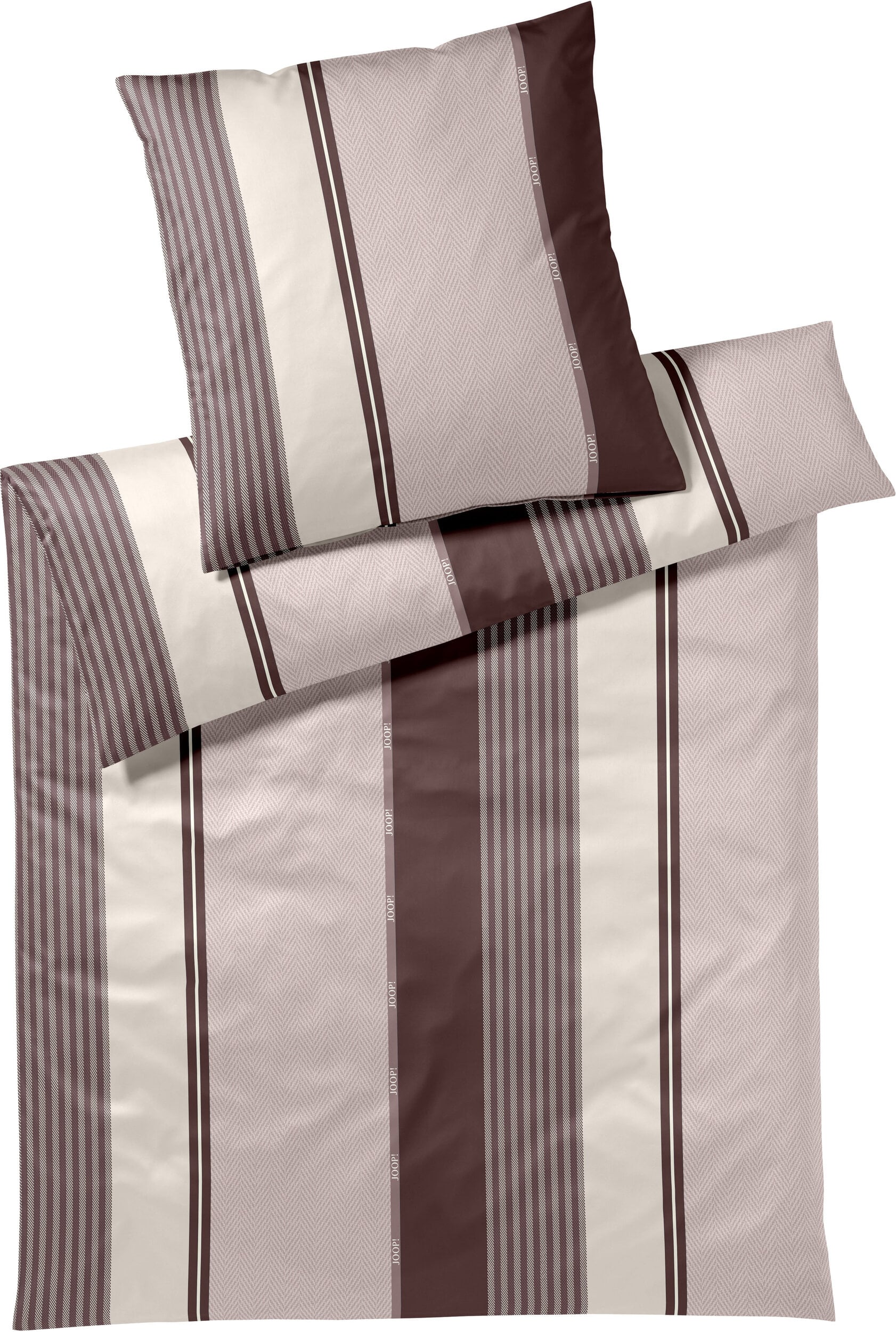 Herringbone Stripes Bettwäsche 135 x 200 cm, Rose, Mako-Satin, mit Kissenbezug 80 x 80 cm