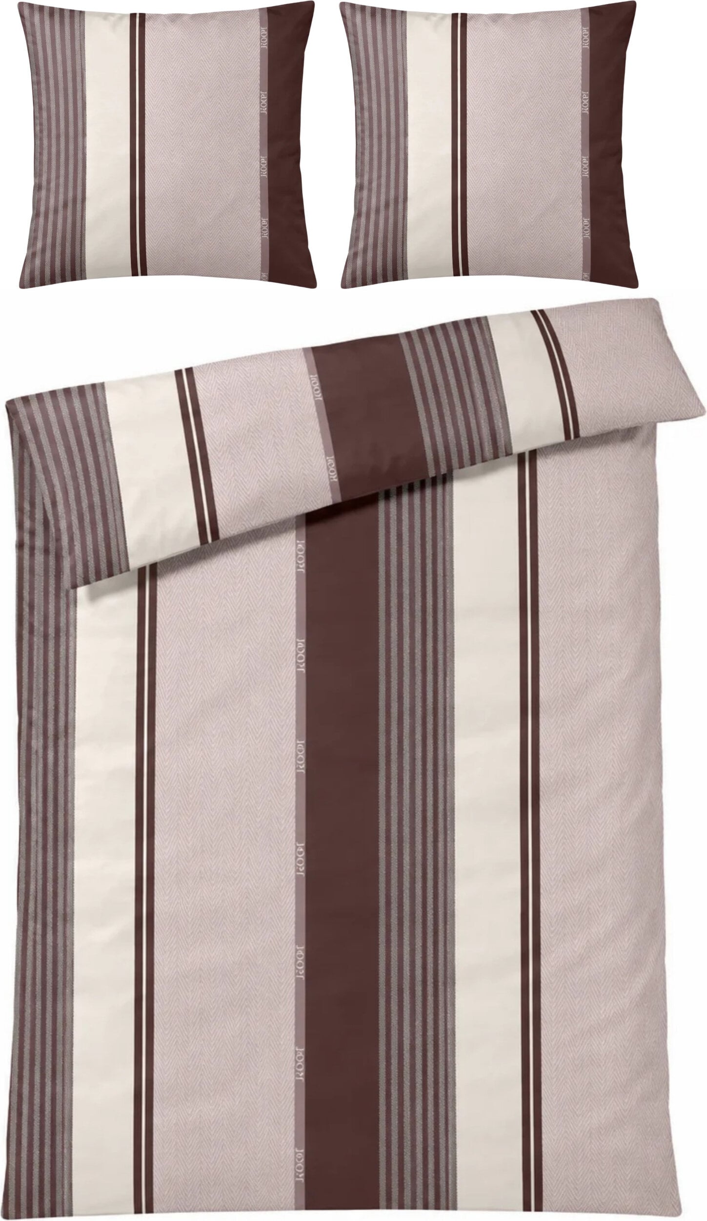 Herringbone Stripes Bettwäsche 200 x 220 cm, Rose, Mako-Satin, mit 2 Kissenbezügen 80 x 80 cm