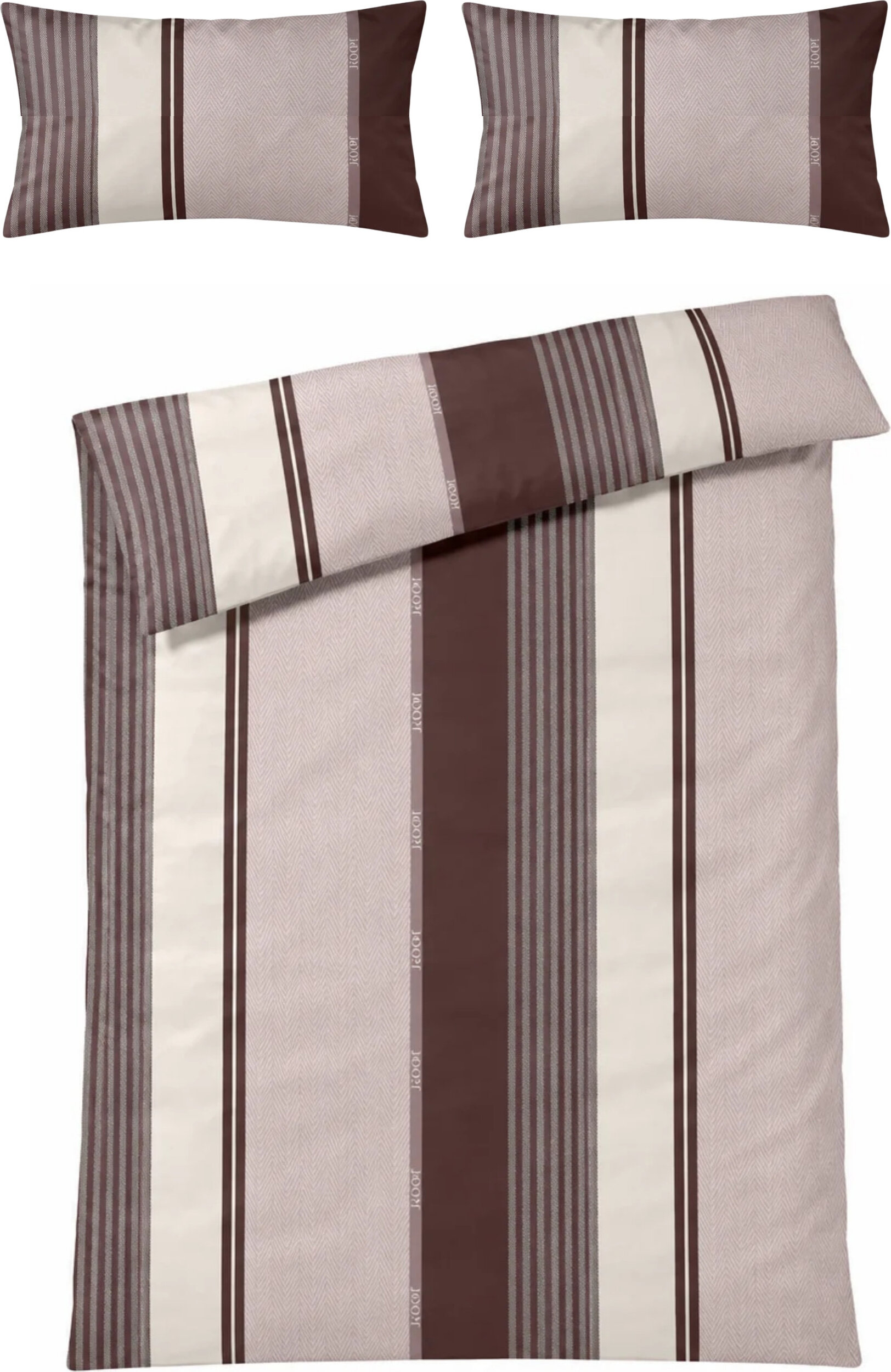 Herringbone Stripes Bettwäsche 240 x 220 cm, Rose, Mako-Satin, mit 2 Kissenbezügen 40 x 80 cm