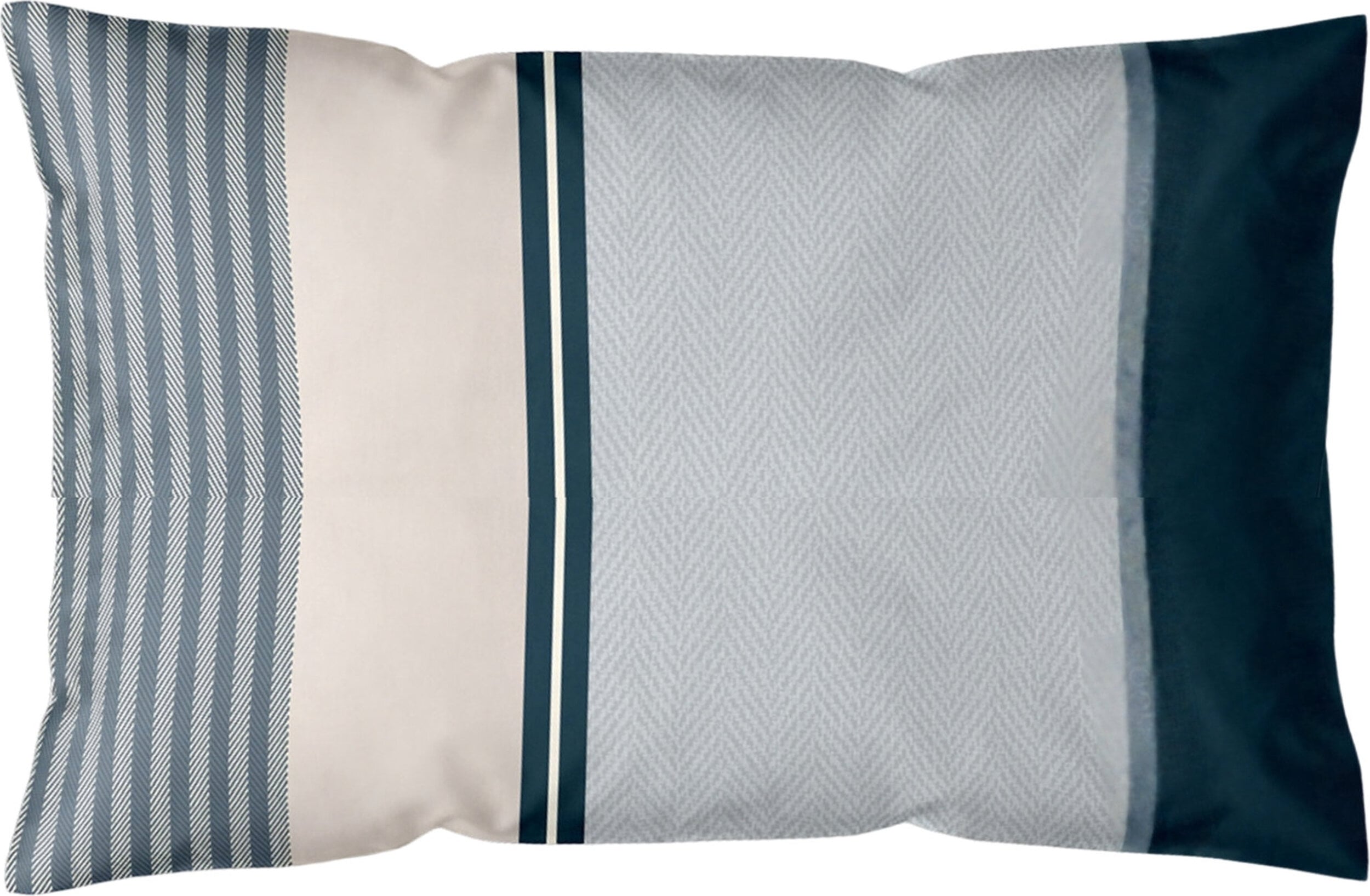 Herringbone Stripes Kissenbezug 40 x 80 cm, Ocean, Satin-Baumwolle